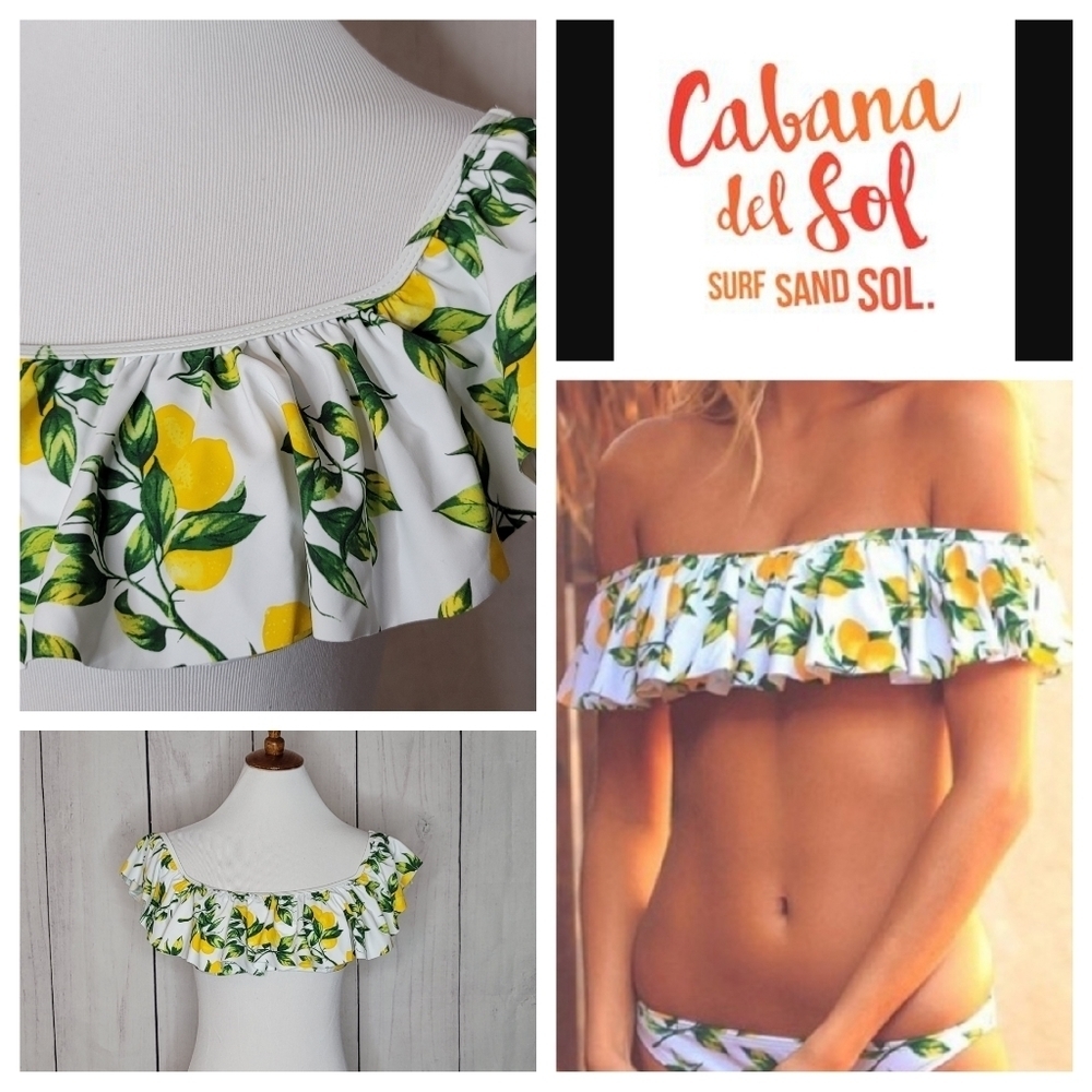 Cabana Del Sol lemon ruffle bikini top